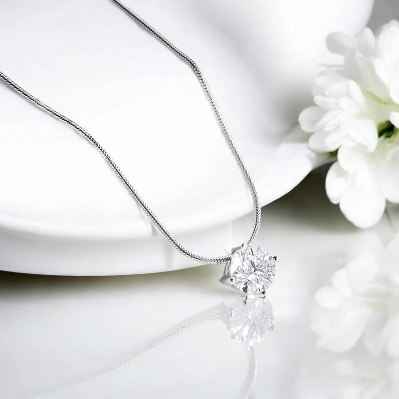 2CT Certified Moissanite Necklace - Sparkling Pendant - Ornalux
