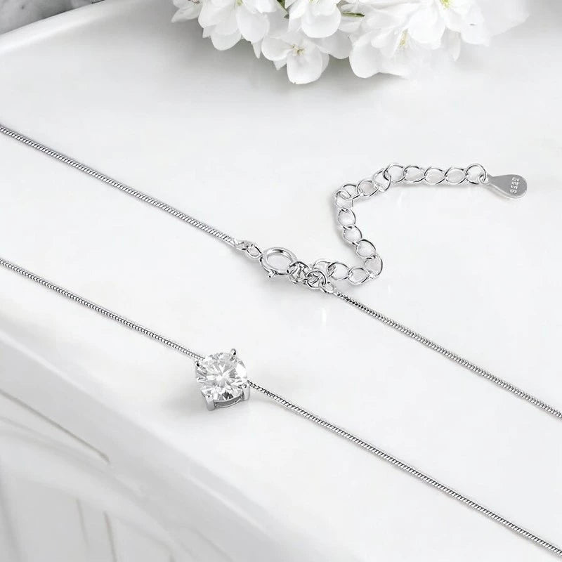 2CT Certified Moissanite Necklace - Sparkling Pendant - Ornalux