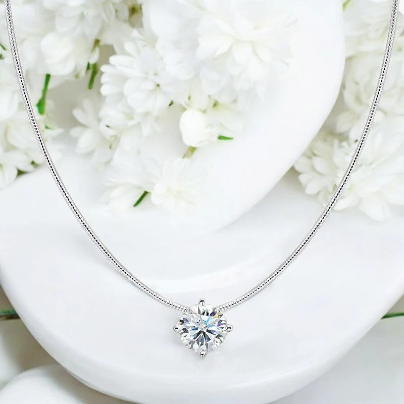 2CT Certified Moissanite Necklace - Sparkling Pendant - Ornalux