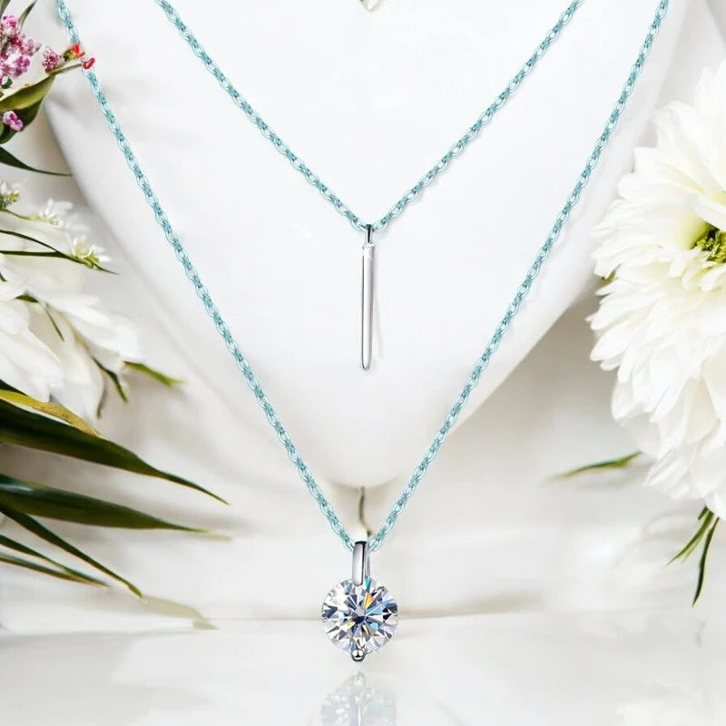 2CT Double Chain VVS Moissanite Necklace - Ornalux