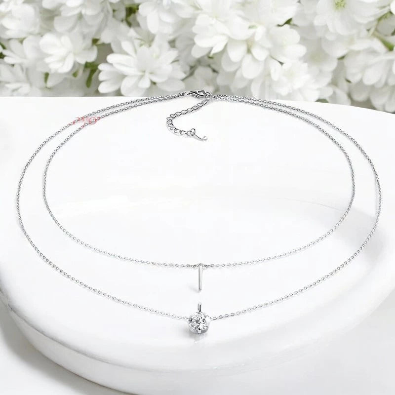 2CT Double Chain VVS Moissanite Necklace - Ornalux