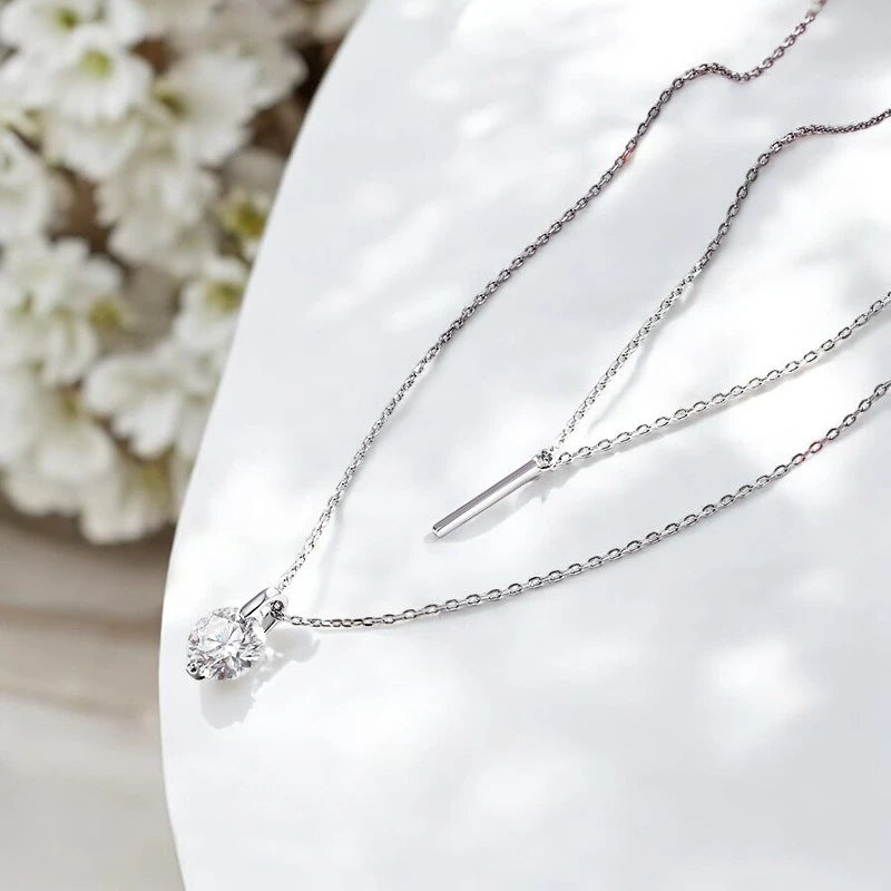 2CT Double Chain VVS Moissanite Necklace - Ornalux