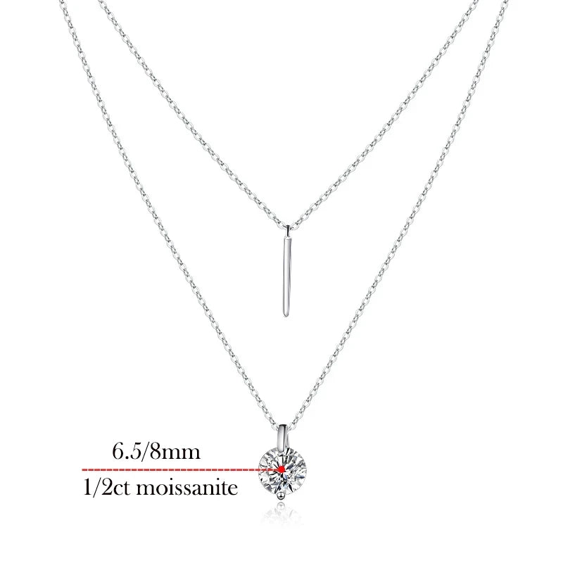 2CT Double Chain VVS Moissanite Necklace - Ornalux