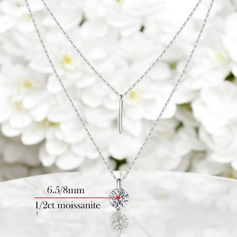 2CT Double Chain VVS Moissanite Necklace - Ornalux