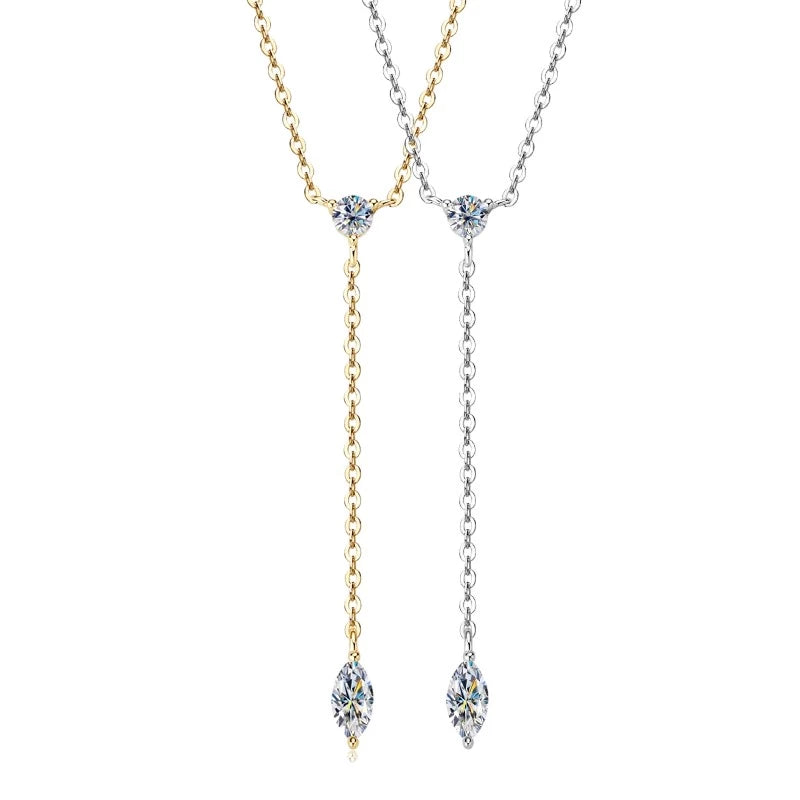 Marquise Cut Y-Shape Moissanite Necklace - Ornalux
