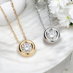 D VVS1 Round Cut Moissanite Bubble Pendant Necklace - Ornalux