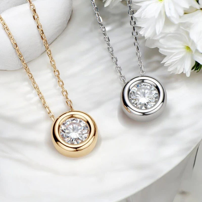 D VVS1 Round Cut Moissanite Bubble Pendant Necklace - Ornalux