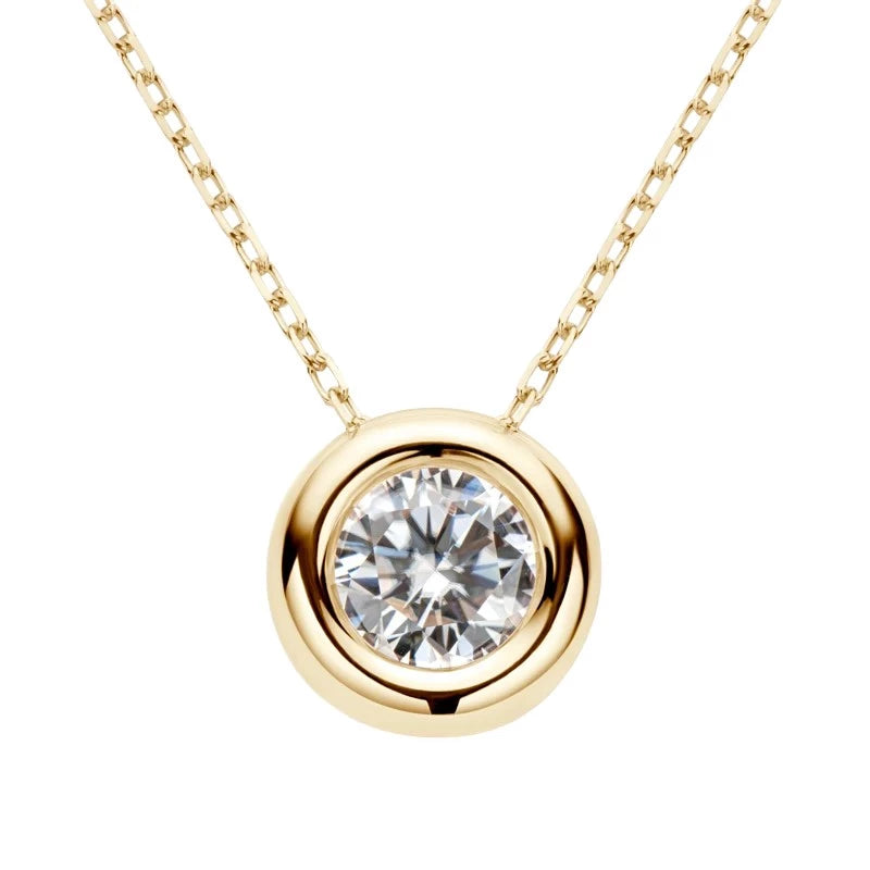 D VVS1 Round Cut Moissanite Bubble Pendant Necklace - Ornalux