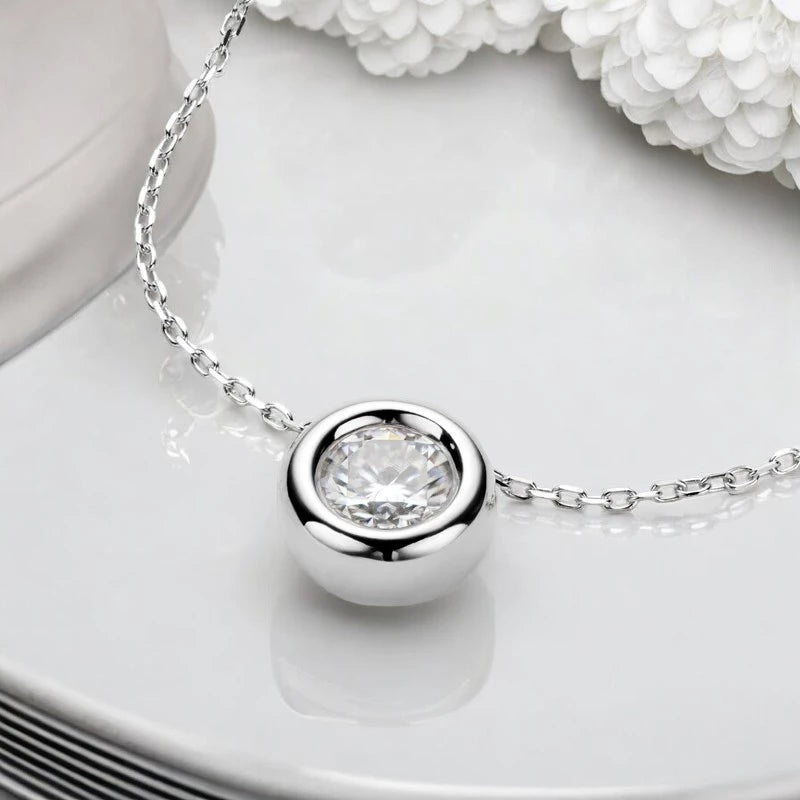 D VVS1 Round Cut Moissanite Bubble Pendant Necklace - Ornalux