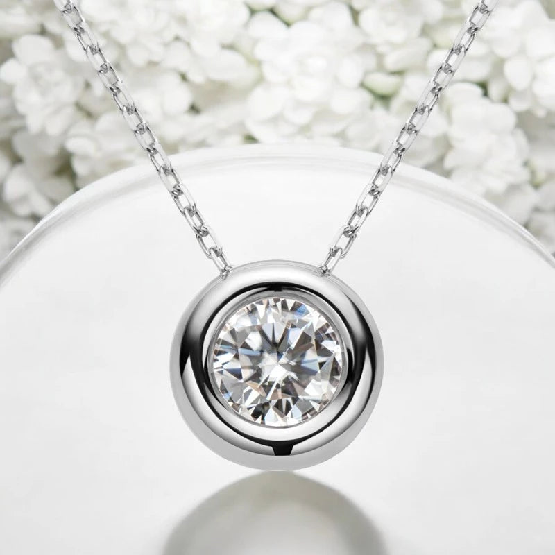 D VVS1 Round Cut Moissanite Bubble Pendant Necklace - Ornalux