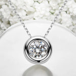 D VVS1 Round Cut Moissanite Bubble Pendant Necklace - Ornalux