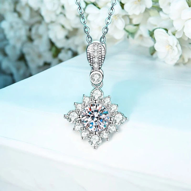 1Ct Moissanite Diamond Pendant Necklace - Vintage Design - Ornalux
