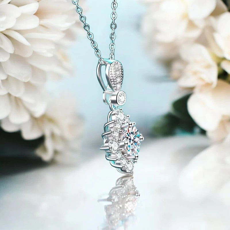 1Ct Moissanite Diamond Pendant Necklace - Vintage Design - Ornalux
