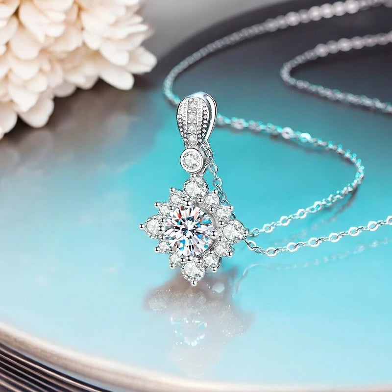 1Ct Moissanite Diamond Pendant Necklace - Vintage Design - Ornalux