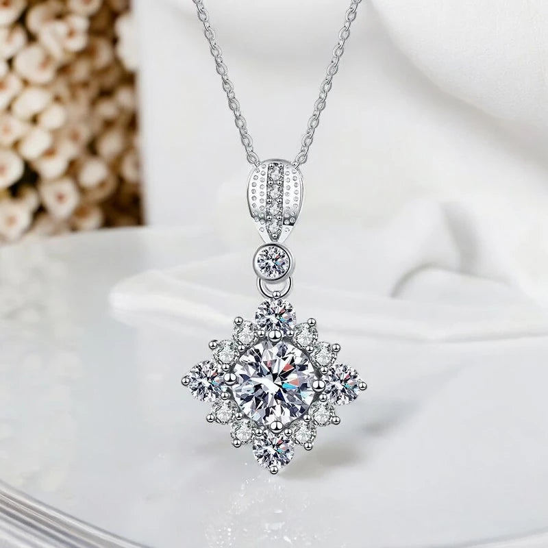 1Ct Moissanite Diamond Pendant Necklace - Vintage Design - Ornalux