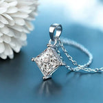 2CT Princess Cut Certified Moissanite Necklace - Ornalux