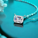 1CT Emerald Cut Moissanite Pendant - 925 Sterling Silver - Ornalux