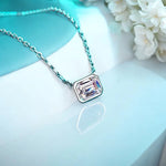 1CT Emerald Cut Moissanite Pendant - 925 Sterling Silver - Ornalux