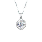 1CT Heart Moissanite Pendant Necklace D Color - Ornalux