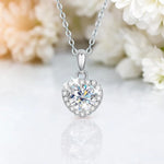 1CT Heart Moissanite Pendant Necklace D Color - Ornalux
