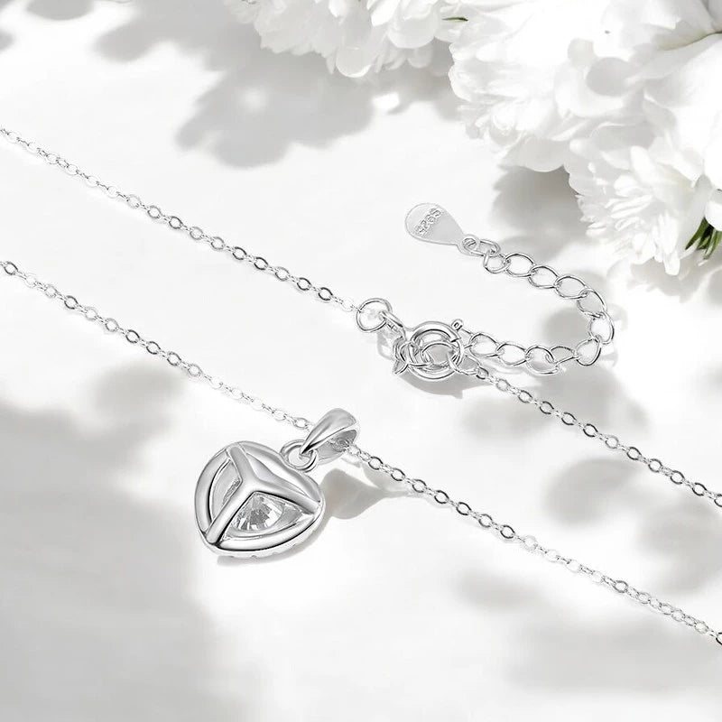 1CT Heart Moissanite Pendant Necklace D Color - Ornalux