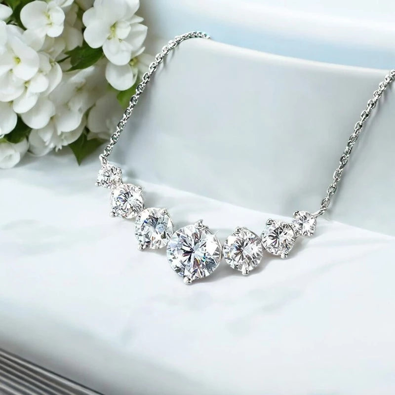 Sparkling Moissanite Diamond Pendant Necklace - Ornalux