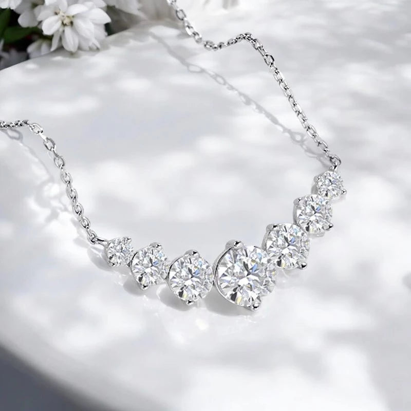 Sparkling Moissanite Diamond Pendant Necklace - Ornalux