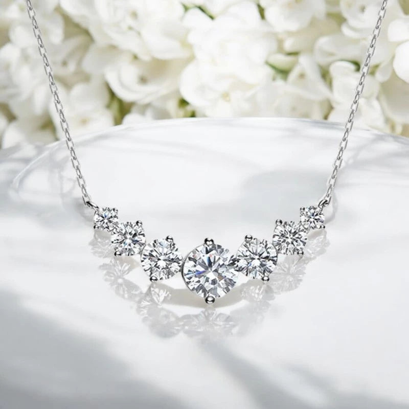 Sparkling Moissanite Diamond Pendant Necklace - Ornalux