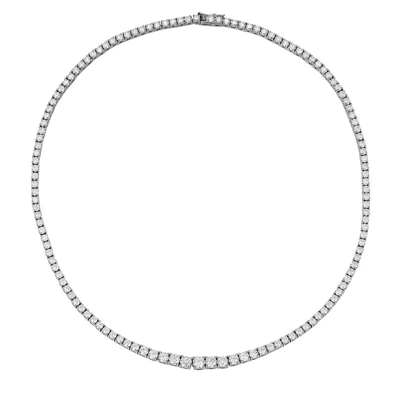 Luxury All Moissanite Tennis Necklace - 18k White Gold - Ornalux