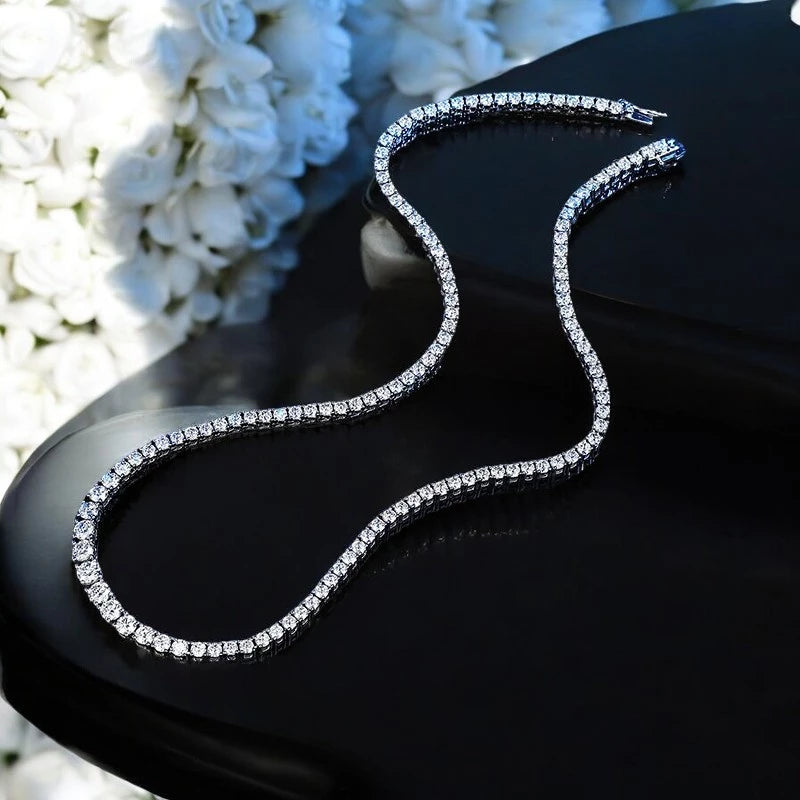 Luxury All Moissanite Tennis Necklace - 18k White Gold - Ornalux