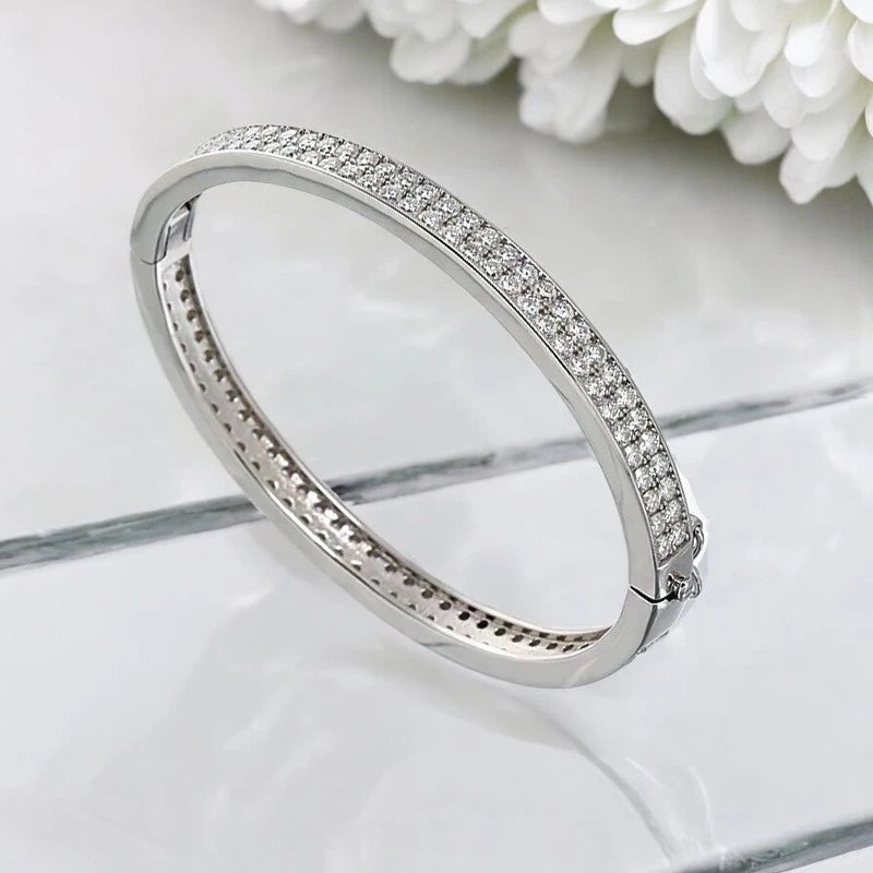 Real GRA Certified D Color Moissanite Bracelet Bangle - Ornalux
