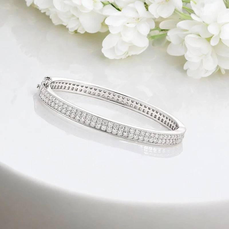 Real GRA Certified D Color Moissanite Bracelet Bangle - Ornalux