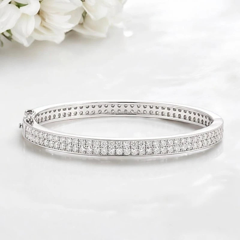 Real GRA Certified D Color Moissanite Bracelet Bangle - Ornalux