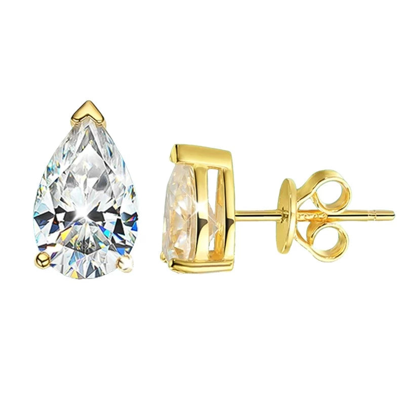 Sparkling Pear Cut Moissanite Stud Earrings - Ornalux