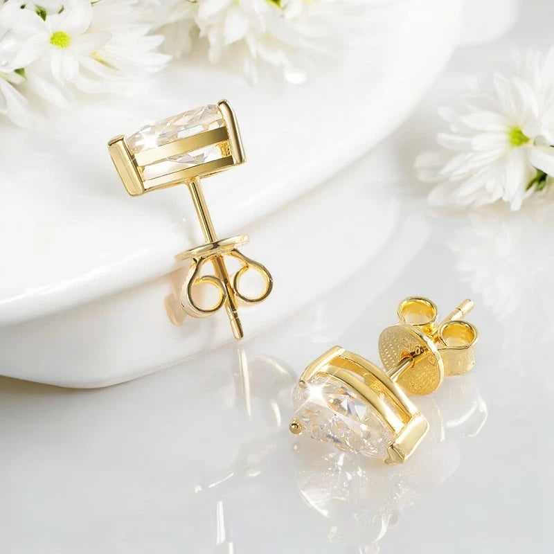 Sparkling Pear Cut Moissanite Stud Earrings - Ornalux