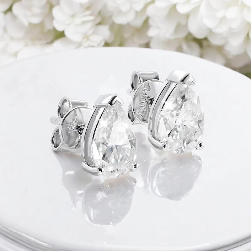 Sparkling Pear Cut Moissanite Stud Earrings - Ornalux