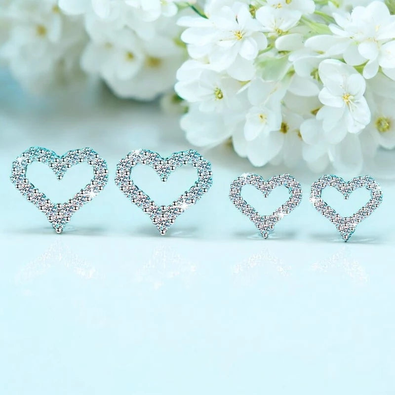 Heart Moissanite Stud Earrings D Color - Ornalux
