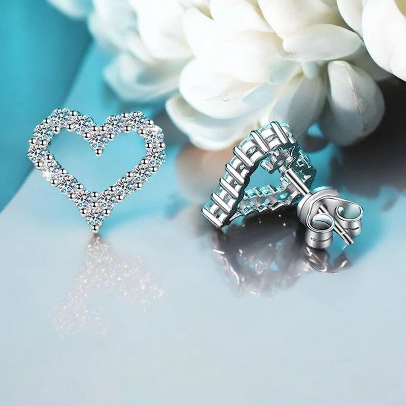 Heart Moissanite Stud Earrings D Color - Ornalux