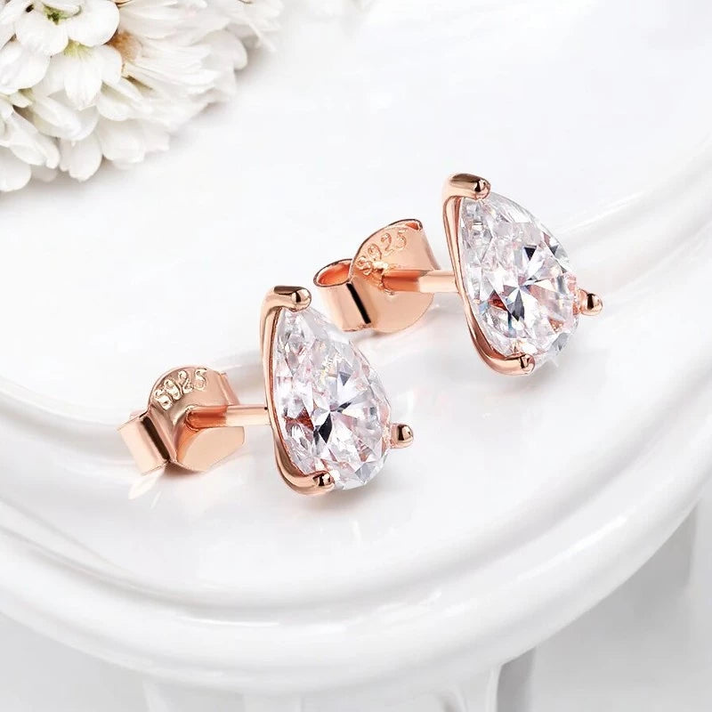 Certified Moissanite Stud Earrings - Pear Cut - Ornalux
