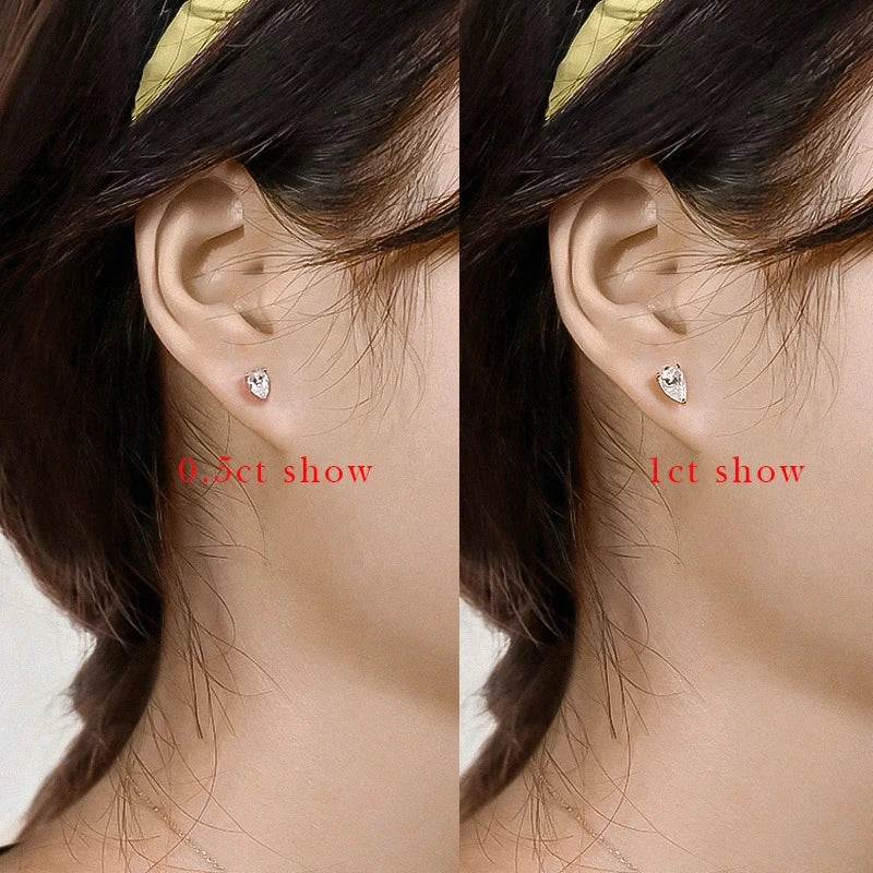 Certified Moissanite Stud Earrings - Pear Cut - Ornalux