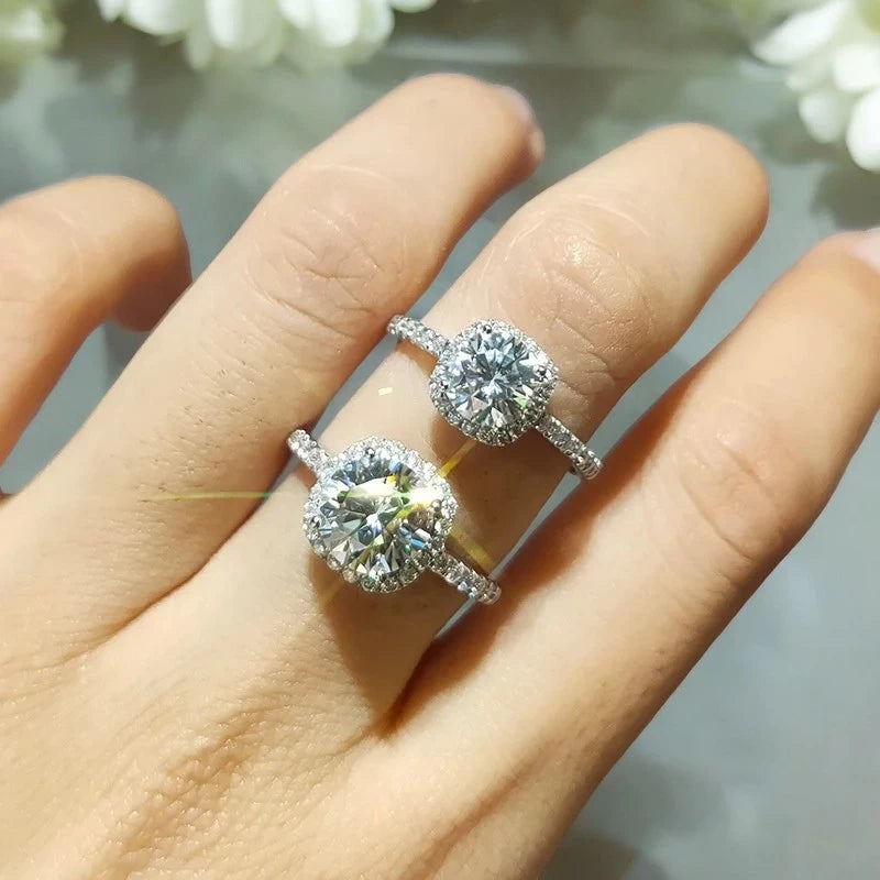 3ct Moissanite Diamond Halo Engagement Ring - Ornalux