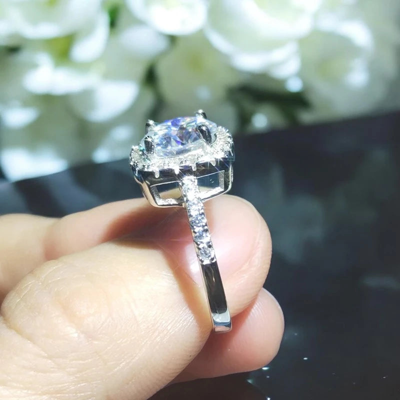 3ct Moissanite Diamond Halo Engagement Ring - Ornalux