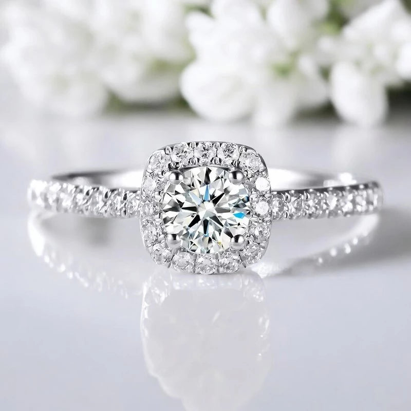 3ct Moissanite Diamond Halo Engagement Ring - Ornalux