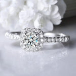 3ct Moissanite Diamond Halo Engagement Ring - Ornalux