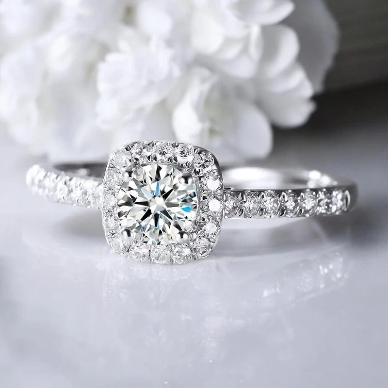 3ct Moissanite Diamond Halo Engagement Ring - Ornalux