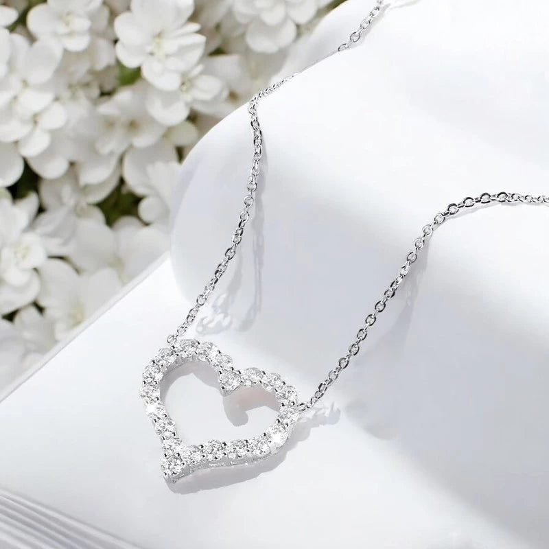 2CT Moissanite Heart Necklace S925 Silver - Ornalux