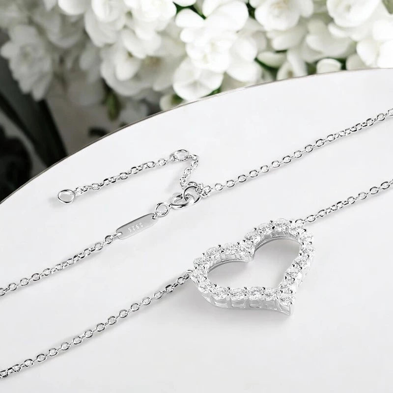 2CT Moissanite Heart Necklace S925 Silver - Ornalux