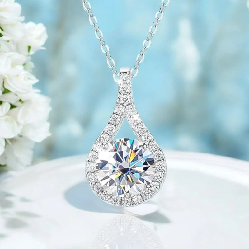 Real Moissanite Water Drop Necklace - Sparkling Gift - Ornalux