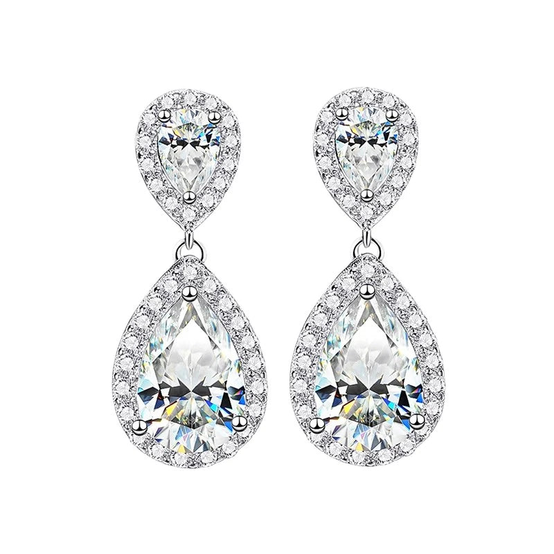 4.17Cttw Pear Cut Moissanite Drop Earrings - Ornalux