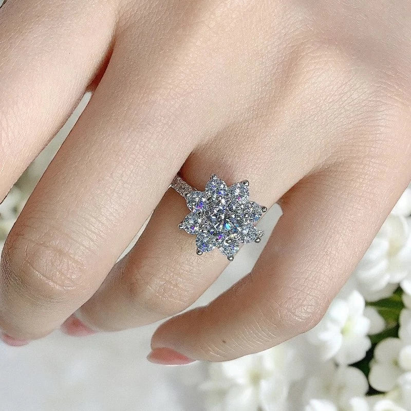 2.0CT Moissanite Sun Flower Ring - Ornalux